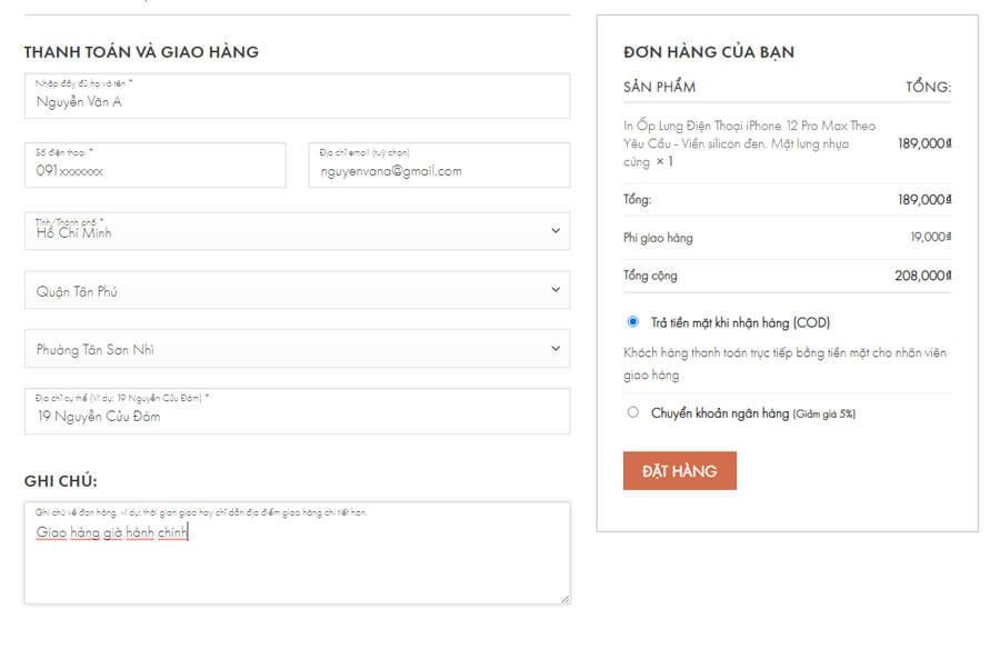 đặt ốp lưng in hình online